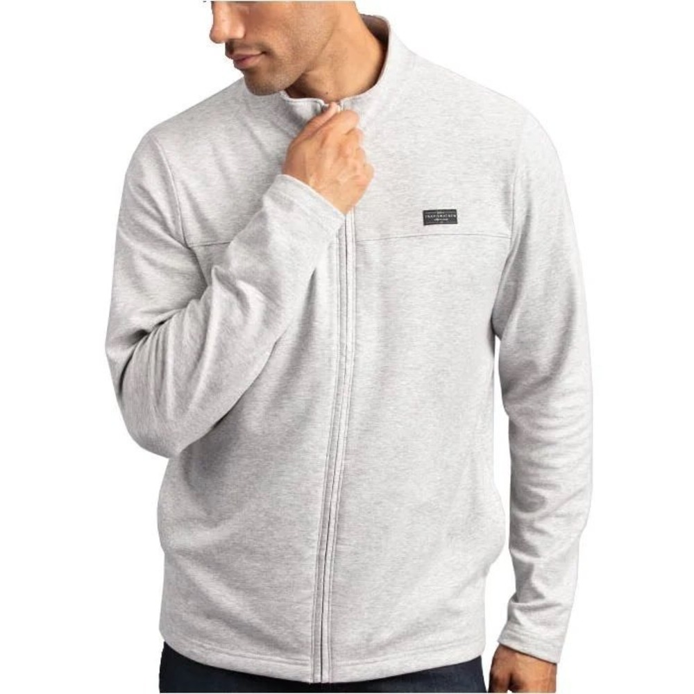 TravisMathew Mens Light Grey Heather Full Zip Performance Jacket Size L